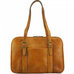 Borsa a tracolla Iéna con finiture in vacchetta naturale